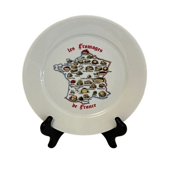 Porcelaine de Sologne Limoges French Cheese Map Plate 8 Inch Les Fromages - Picture 1 of 7